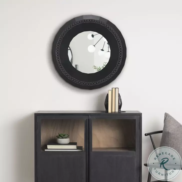 Ranela Black Beaded Wooden Wall Mirror