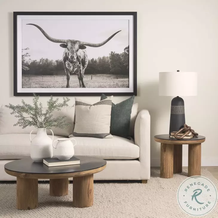 Tuscon Black Oak Top And Round Side Table