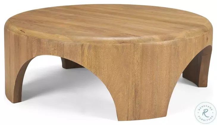 Shima Light Brown Wood Round Coffee Table