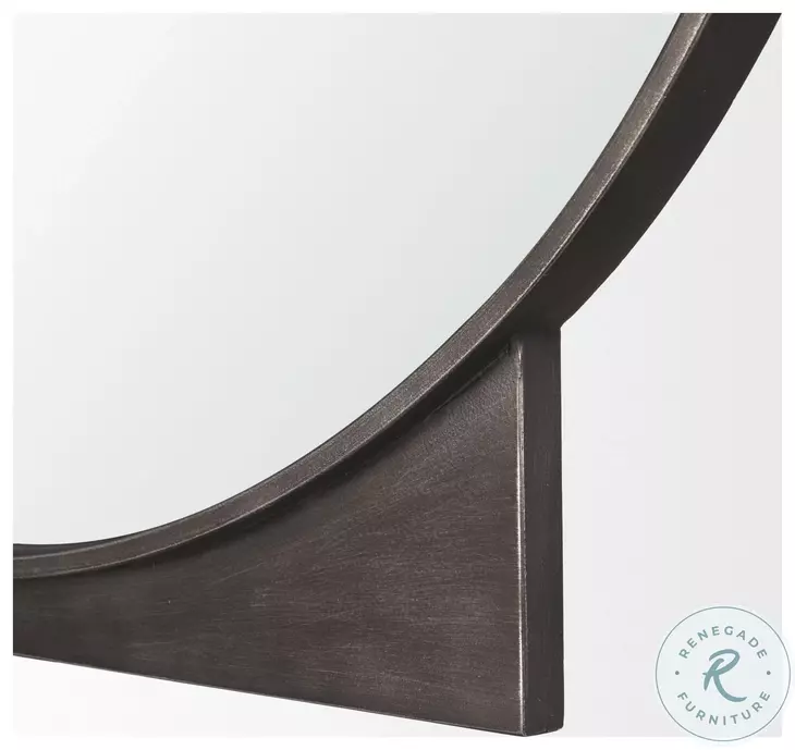 Tillie Gunmetal Textured Metal Frame Round Wall Mirror