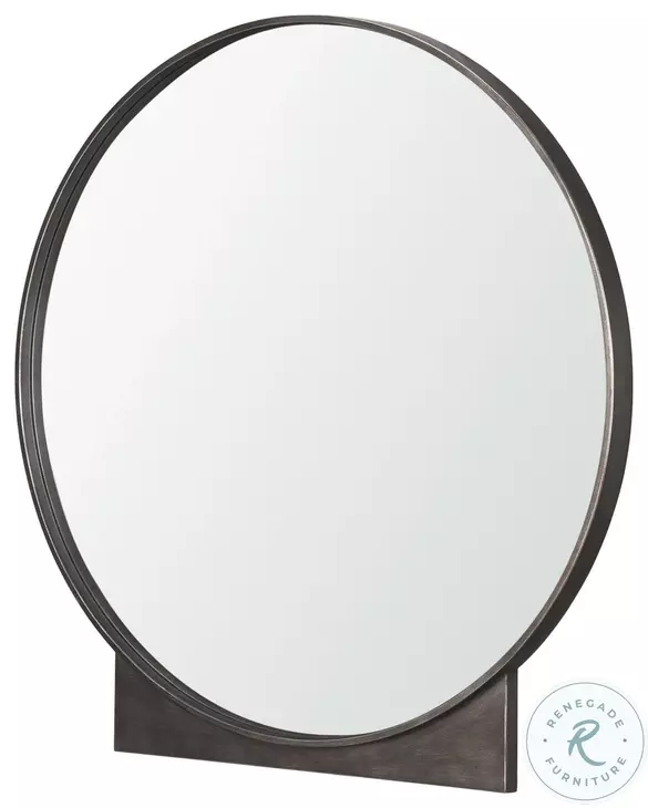 Tillie Gunmetal Textured Metal Frame Round Wall Mirror
