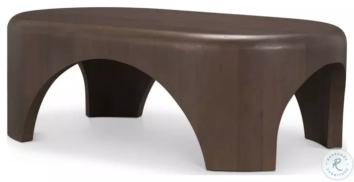 Shima Dark Brown Wood Oval Coffee Table