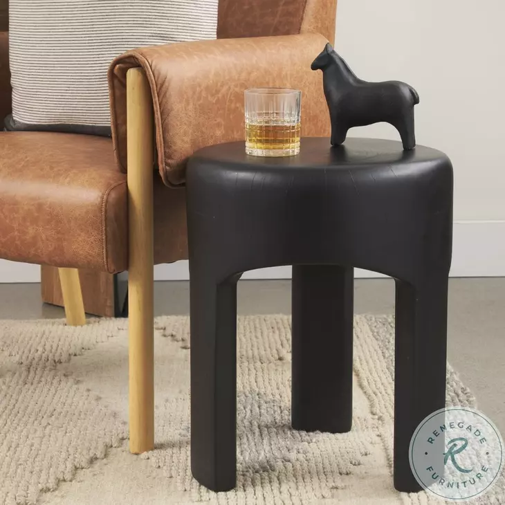 Riya Black Solid Wood Stool