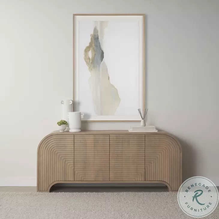 Sorina Light Brown Wood Reverse Fluted Sideboard