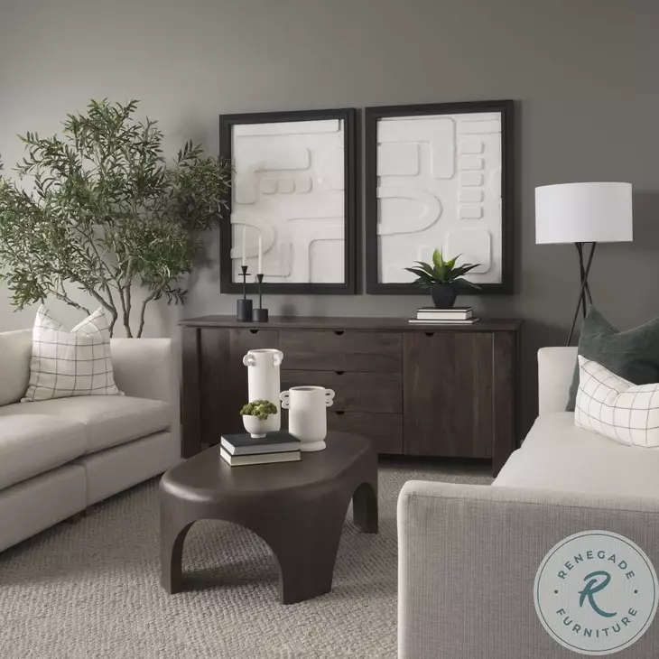 Shima Dark Brown Wood Oval Coffee Table