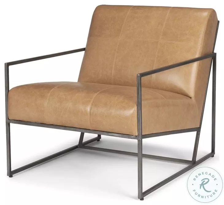 Stratton Brown Genuine Leather Accent Chair