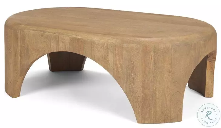 Shima Light Brown Wood Oval Coffee Table
