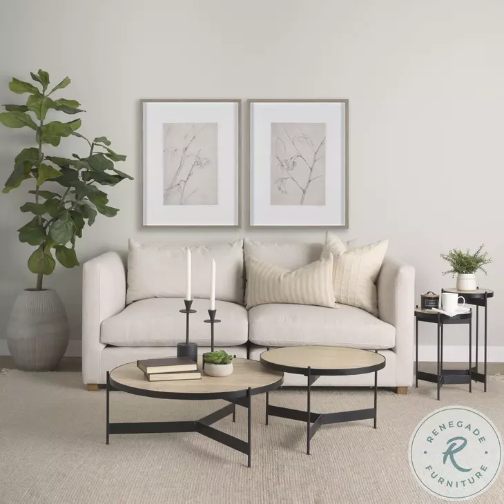 Halston Oatmeal Performance Fabric Loveseat
