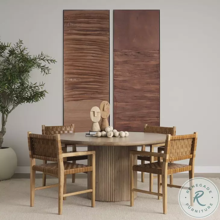 Shane Woven Brown Leather Arm Chair