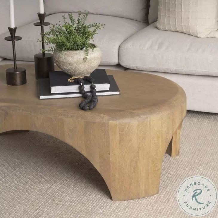 Shima Light Brown Wood Oval Coffee Table