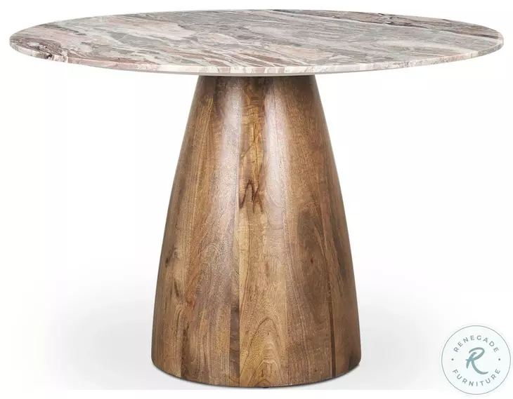 Allyson Pink Marble And Medium Brown 54" Dining Table