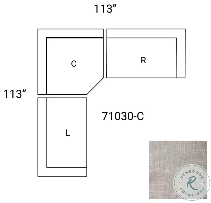 Warner Gray 3 Piece LAF Sectional