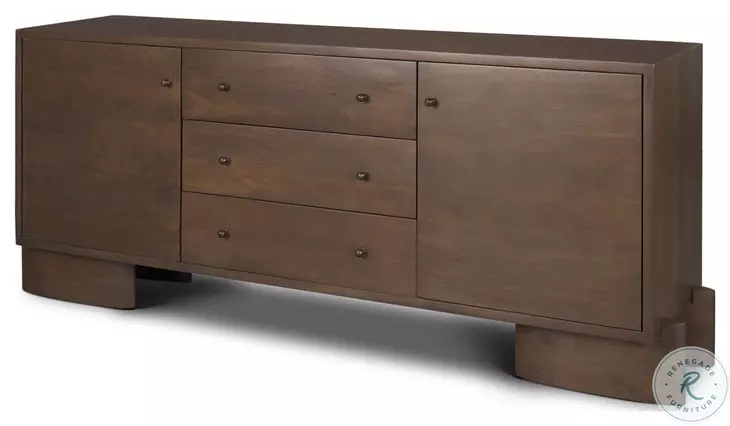 Jonan Dark Brown Wood 3 Drawer Sideboard