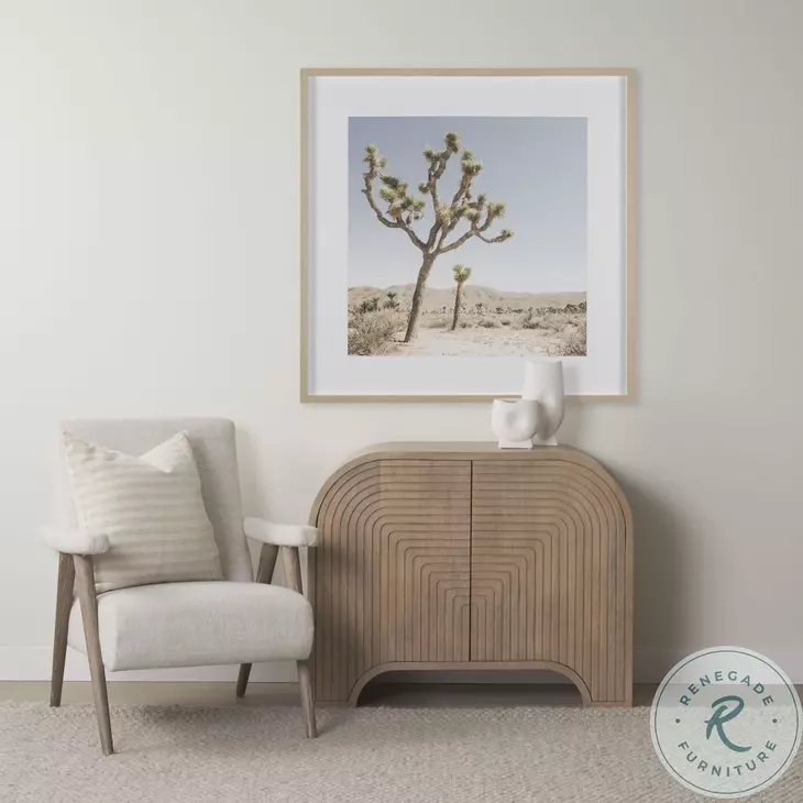 Sorina Light Brown Wood Reverse Fluted Accent Cabinet