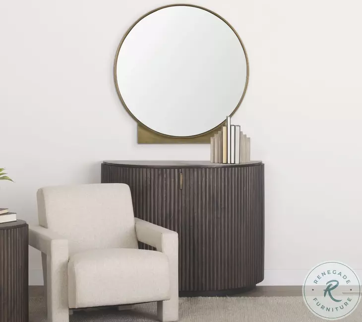 Tillie Brushed Gold Metal Frame Round Wall Mirror