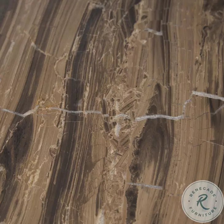 Jovia Cappuccino Marble And Brown Mango Wood Round Side Table