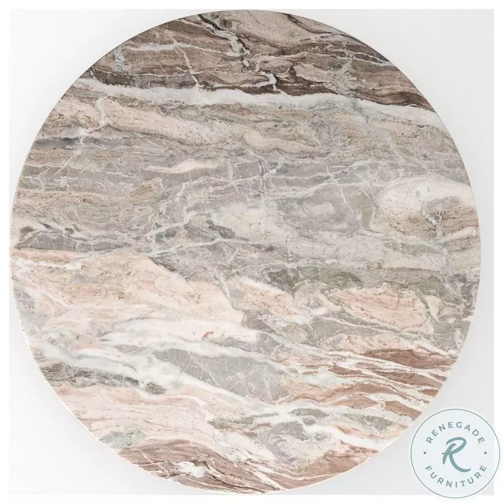 Allyson Pink Marble And Medium Brown 54" Dining Table