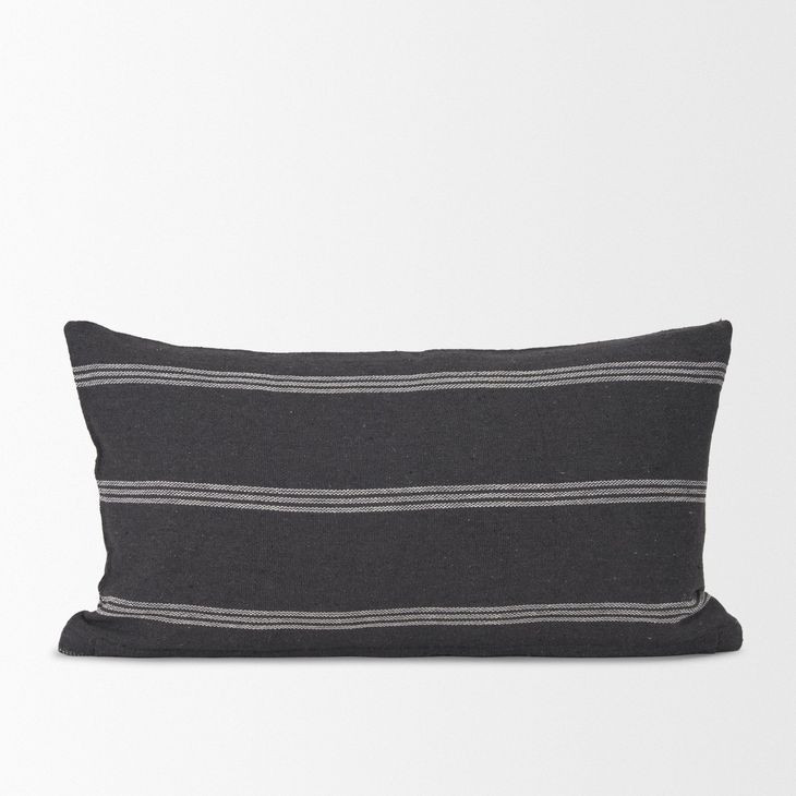 Jayme Gray and White Decorative Lumbar Pillow Cover