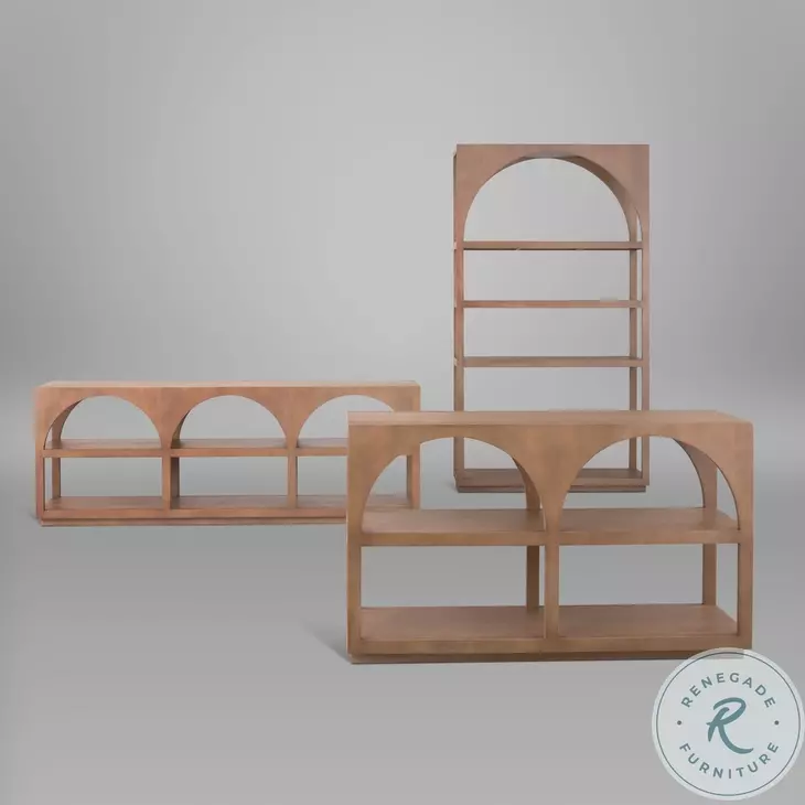 Bela Medium Brown Wood Arched Shelving Unit