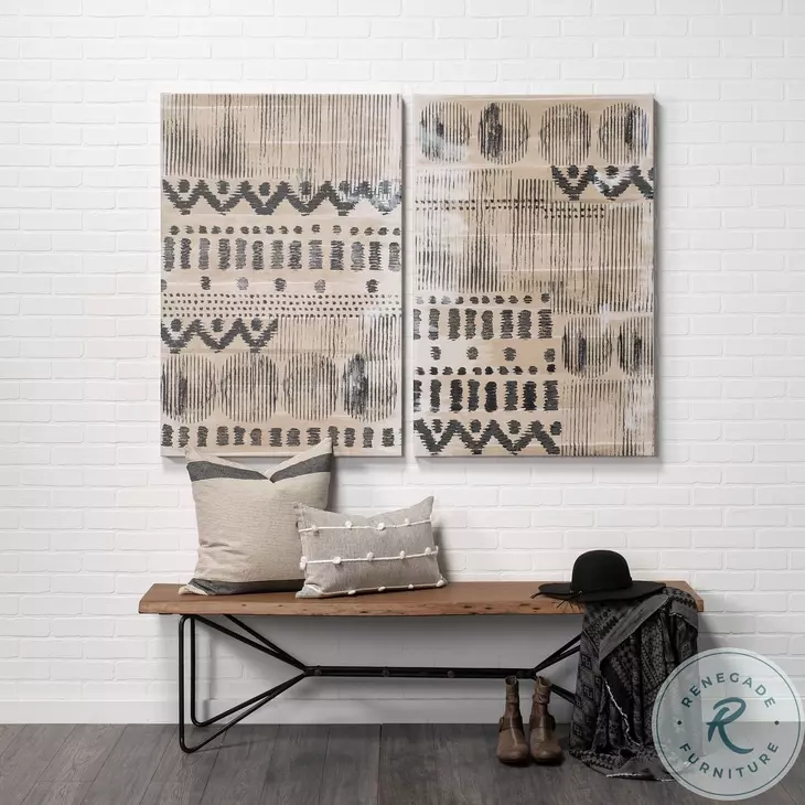 Papillion Natural Wood And Black Iron Bench