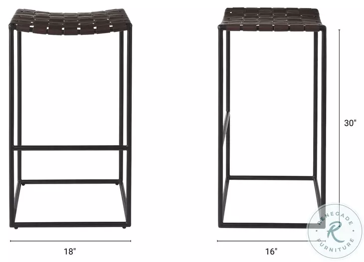 Clarissa Dark Brown Woven Leather Bar Stool