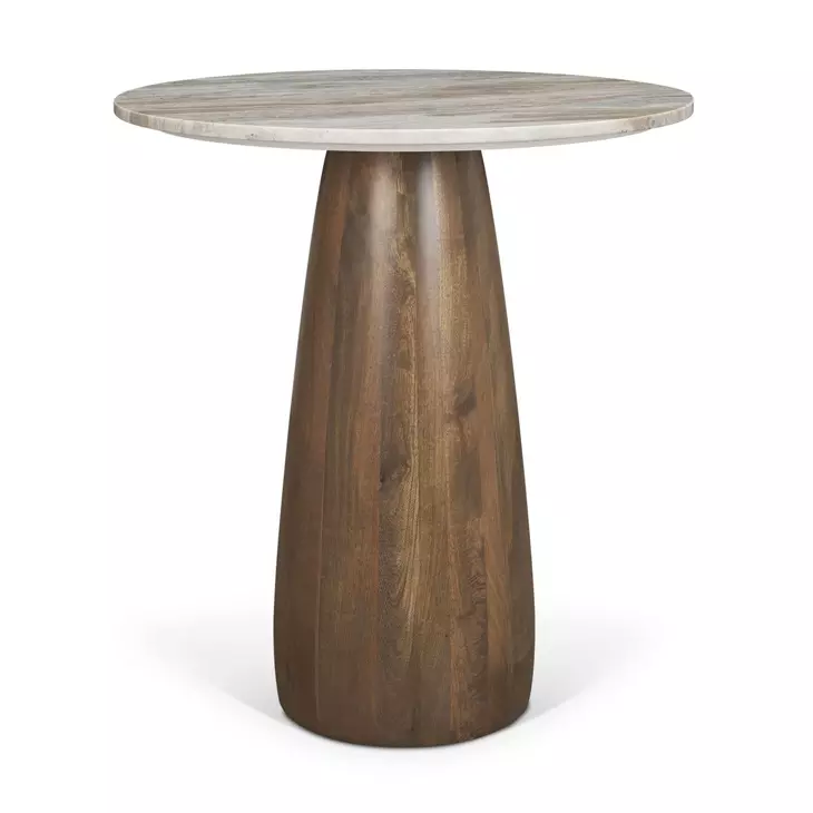 Allyson Medium Brown and Pink 32" Round Marble Top Bistro Table