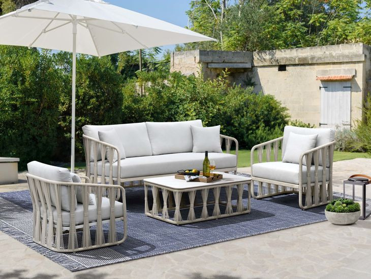 Alexa Outdoor Seating White Upholstered Outdoor Lounge Chair with Pillow