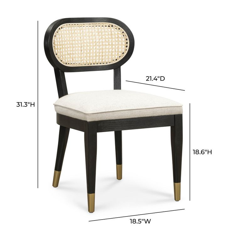 Cosette Black Dining Chair Upholstered in Cream Performance Linen