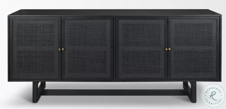 Grier Matte Black Cane Sideboard