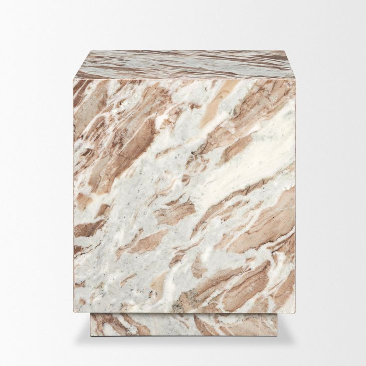 Matteo Brown and White Marble Top Square Side Table