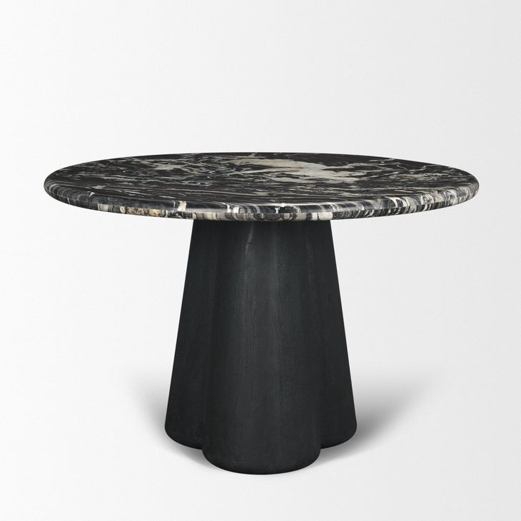 Marilyn Black and White 48" Round Marble Top Dining Table From Mercana ...