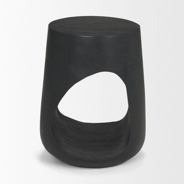 Cove Black Round Sculptural Open Side Table