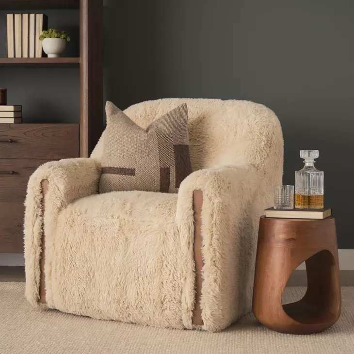 Cove Brown Round Sculptural Open Side Table