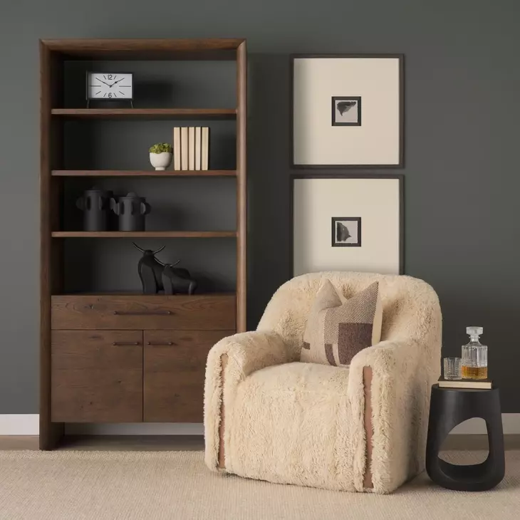 Cove Black Round Sculptural Open Side Table