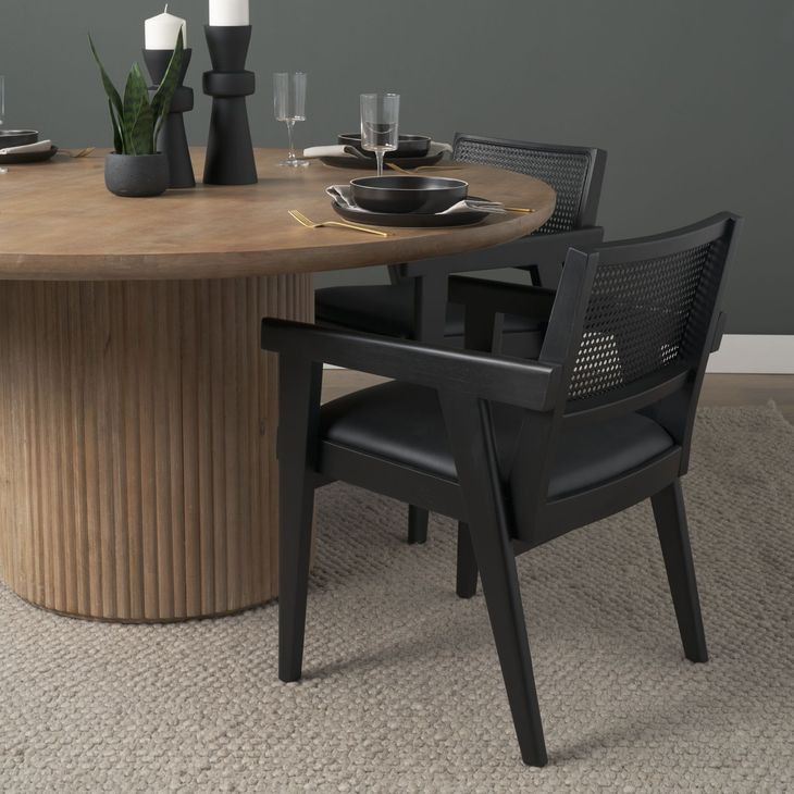 Reid Black Upholstered Dining Armchair