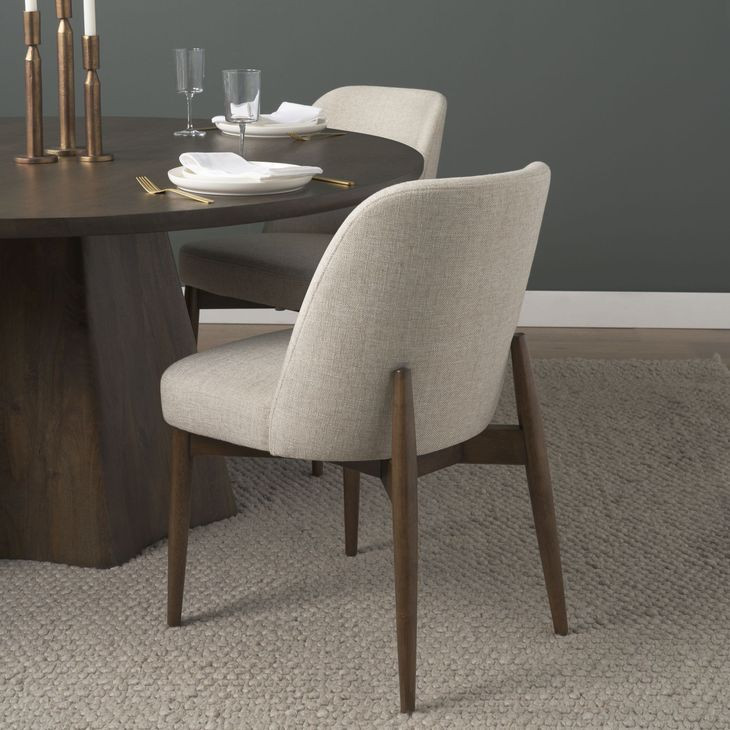 Abbie Oatmeal and Dark Brown Upholstered Dining Chair From Mercana ...