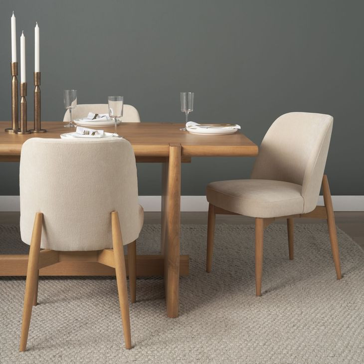 Abbie Oatmeal and Light Brown Upholstered Dining Chair From Mercana ...