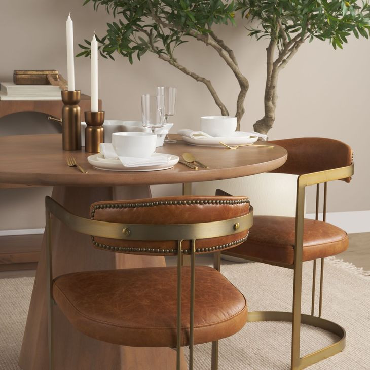 Hollyfield I Brown Upholstered Dining Chair with Nailhead Trim