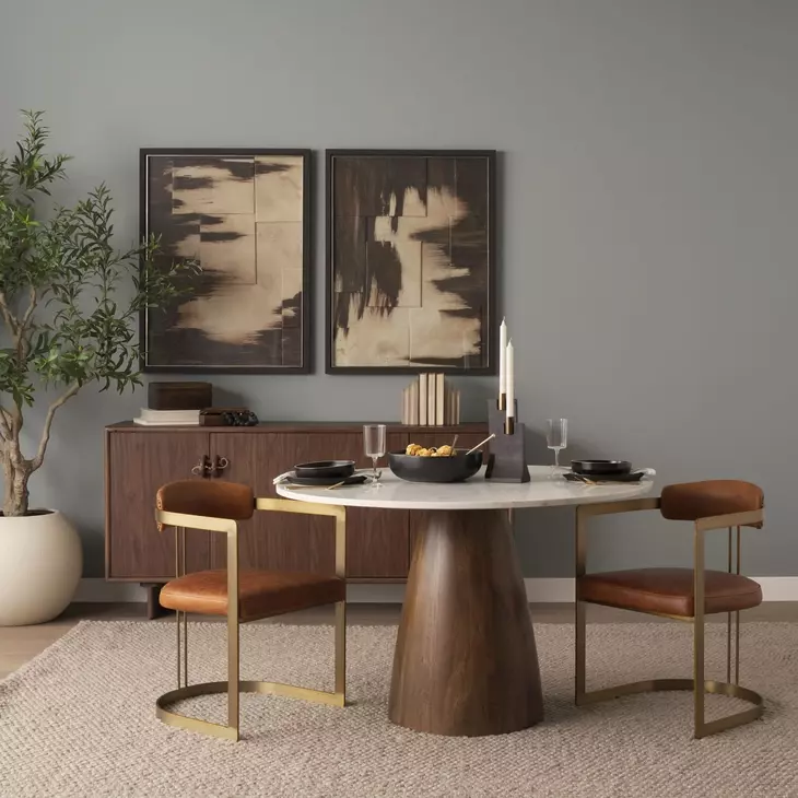 Hollyfield I Brown Upholstered Dining Chair with Nailhead Trim