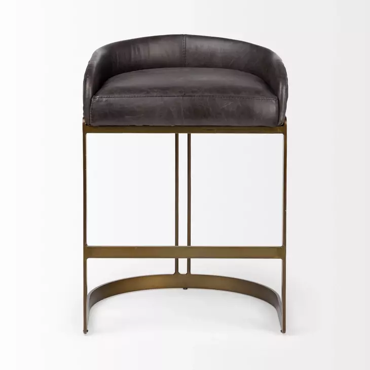 Hollyfield II Black Upholstered Counter Height Stool with Nailhead Trim