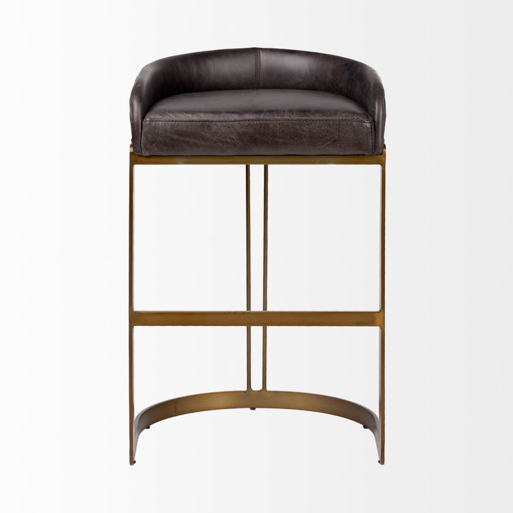 Hollyfield II Black Upholstered Barstool with Nailhead Trim