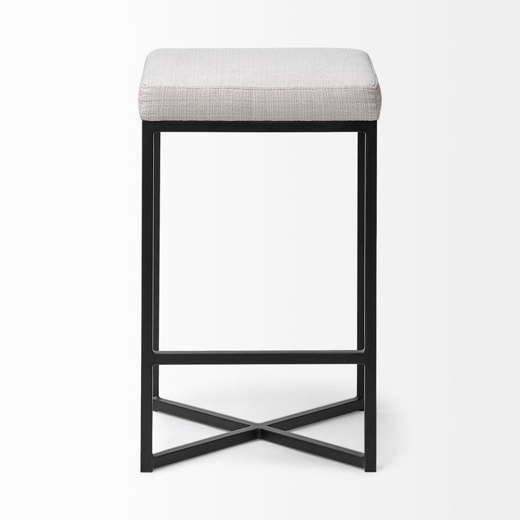 Frodo White Upholstered Barstool