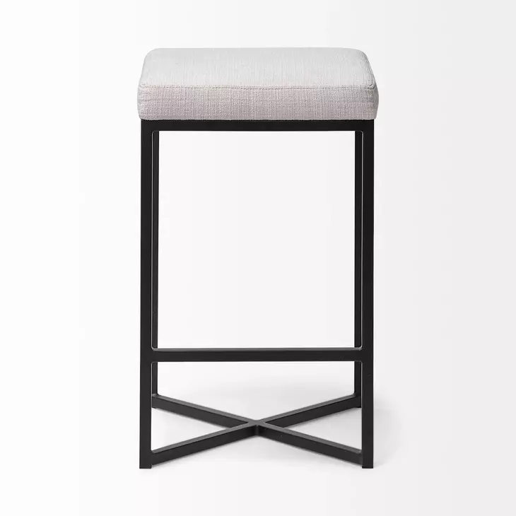 Frodo White Upholstered Barstool