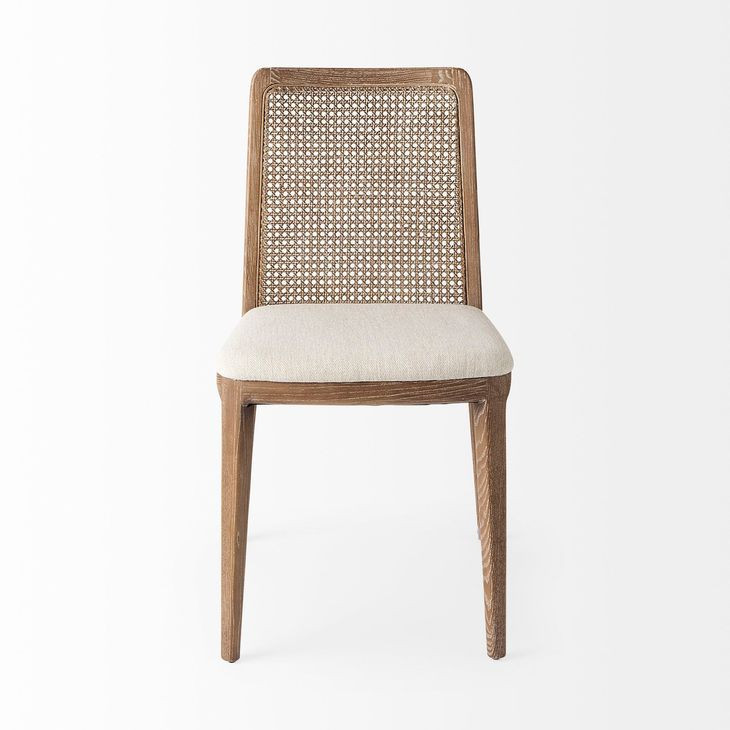 Clara Cream and Brown Performance Fabric Dining Chair
