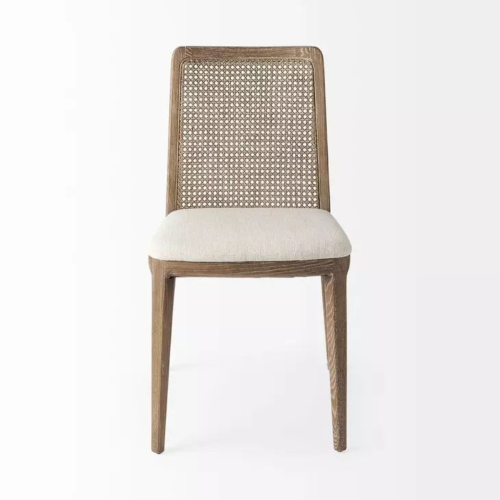 Clara Cream and Brown Performance Fabric Dining Chair