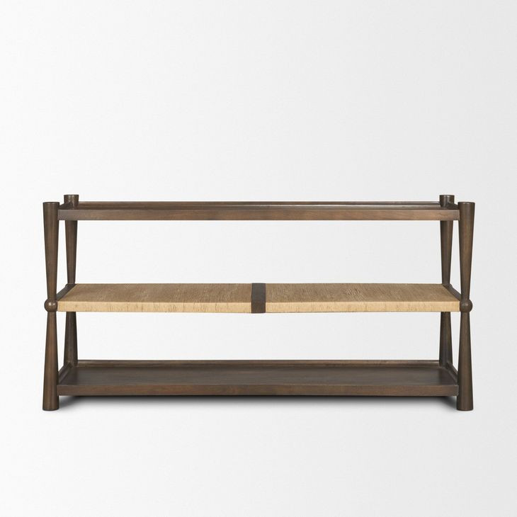Bondi Dark Brown and Natural Rectangular Console Table
