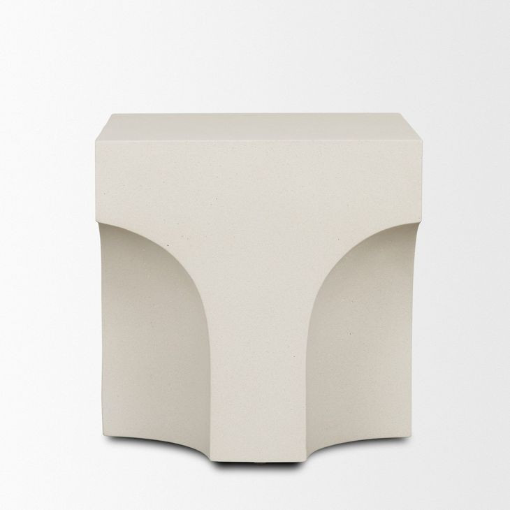 Bunda Ivory Square Concrete Top Accent Table