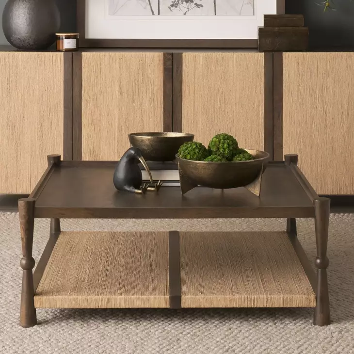 Bondi Dark Brown and Natural Square Coffee Table