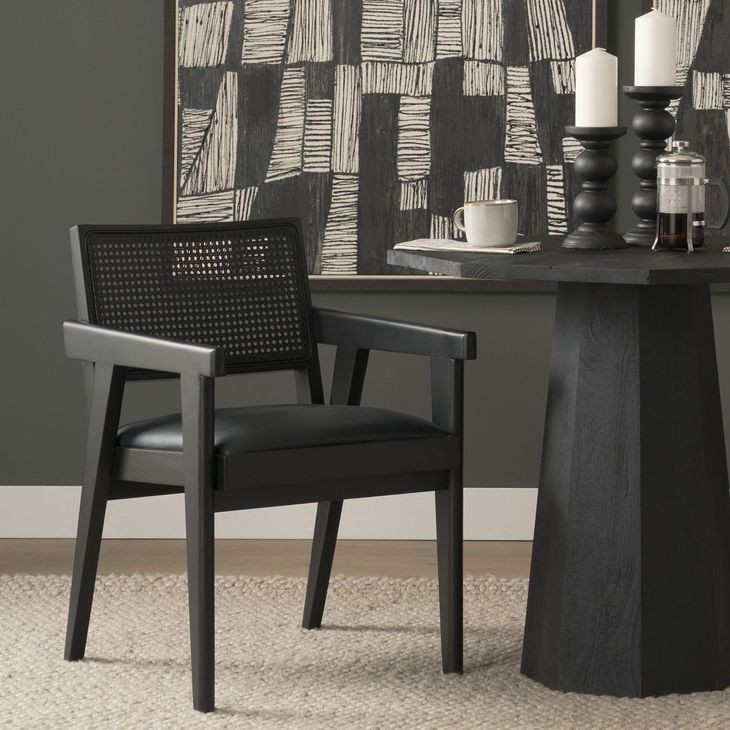 Reid Black Upholstered Dining Armchair