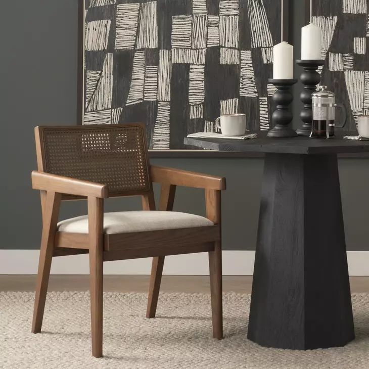 Reid Cream Upholstered Dining Armchair